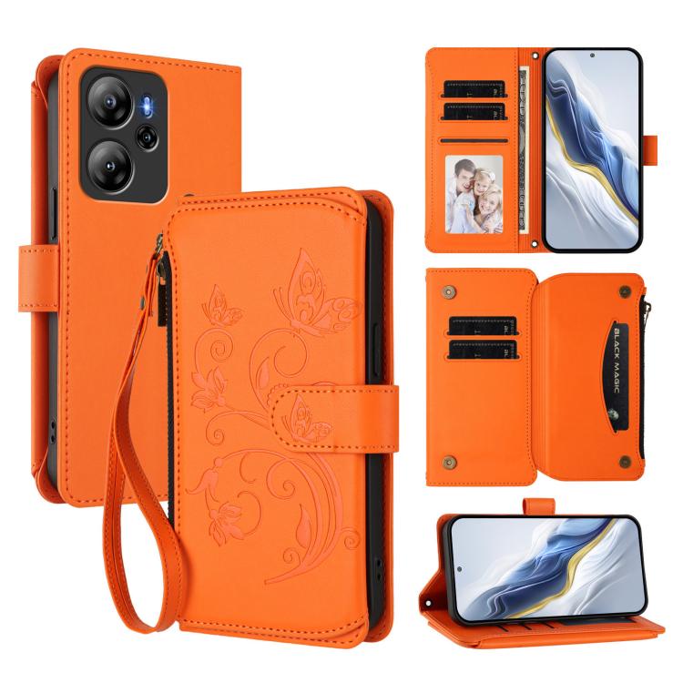 Butterfly Love Flower Multi-card Zipper Wallet Leather Phone Case, For Blackview Oscal Flat 2 / 2C, For Blackview Shark 6, For Blackview Oscal Tiger 13