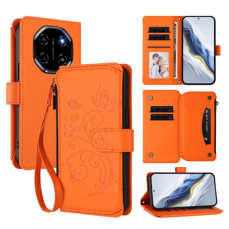 Butterfly Love Flower Multi-card Zipper Wallet Leather Phone Case, For Blackview Oscal Flat 2 / 2C, For Blackview Shark 6, For Blackview Oscal Tiger 13