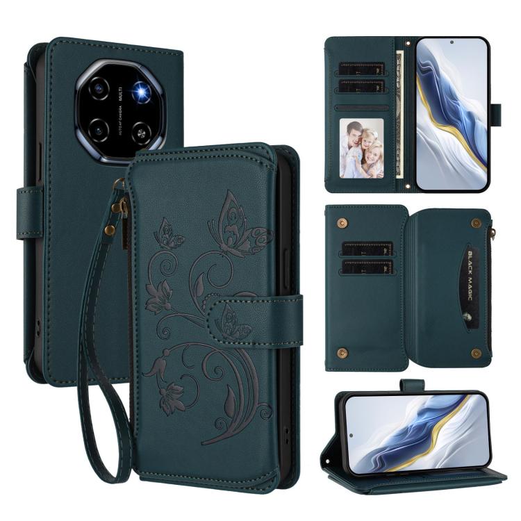 Butterfly Love Flower Multi-card Zipper Wallet Leather Phone Case, For Blackview Oscal Flat 2 / 2C, For Blackview Shark 6, For Blackview Oscal Tiger 13