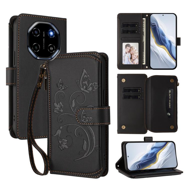Butterfly Love Flower Multi-card Zipper Wallet Leather Phone Case, For Blackview Oscal Flat 2 / 2C, For Blackview Shark 6, For Blackview Oscal Tiger 13