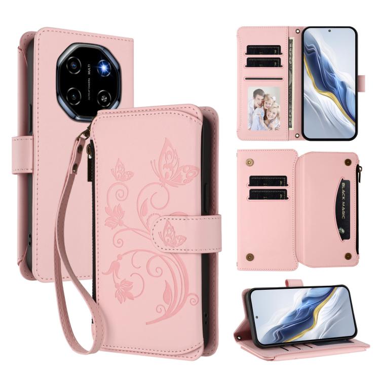 Butterfly Love Flower Multi-card Zipper Wallet Leather Phone Case, For Blackview Oscal Flat 2 / 2C, For Blackview Shark 6, For Blackview Oscal Tiger 13