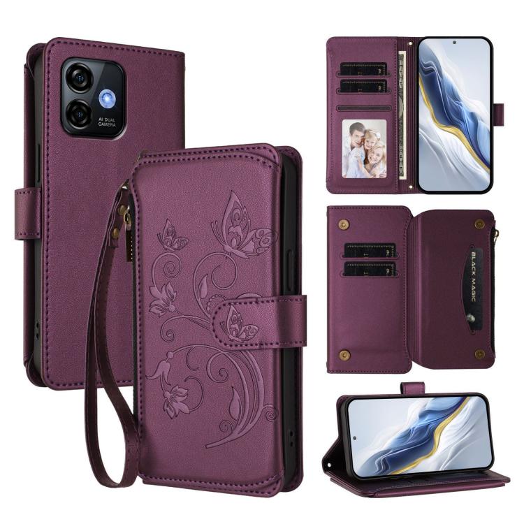 Butterfly Love Flower Multi-card Zipper Wallet Leather Phone Case, For Ulefone Note 19, For Ulefone Note 17 Pro, For Ulefone Note 16 Pro