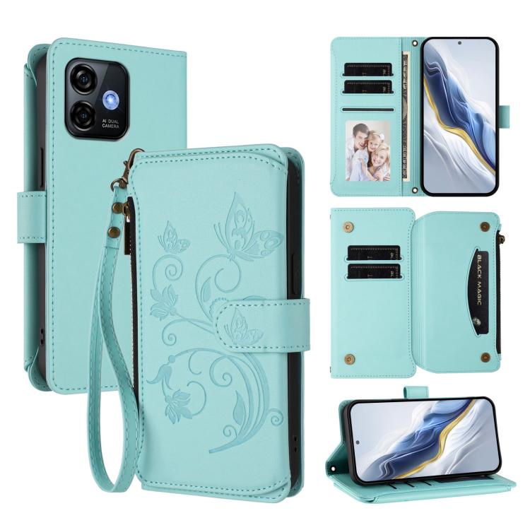 Butterfly Love Flower Multi-card Zipper Wallet Leather Phone Case, For Ulefone Note 19, For Ulefone Note 17 Pro, For Ulefone Note 16 Pro