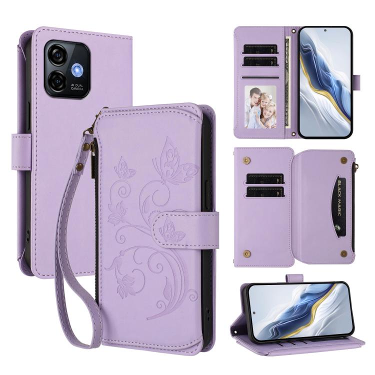 Butterfly Love Flower Multi-card Zipper Wallet Leather Phone Case, For Ulefone Note 19, For Ulefone Note 17 Pro, For Ulefone Note 16 Pro