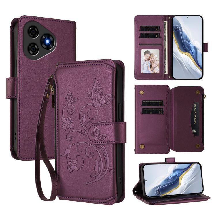 Butterfly Love Flower Multi-card Zipper Wallet Leather Phone Case, For Ulefone Note 19, For Ulefone Note 17 Pro, For Ulefone Note 16 Pro