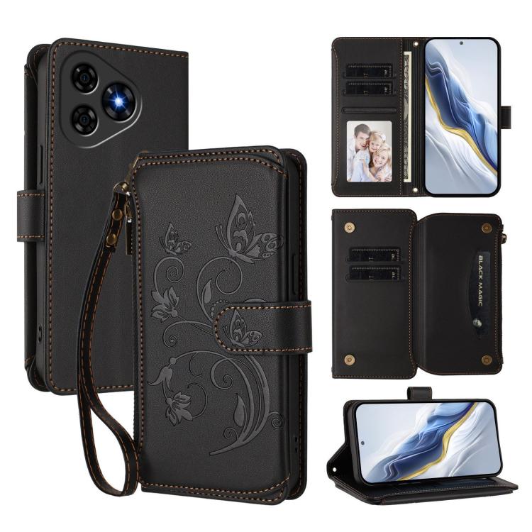 Butterfly Love Flower Multi-card Zipper Wallet Leather Phone Case, For Ulefone Note 19, For Ulefone Note 17 Pro, For Ulefone Note 16 Pro