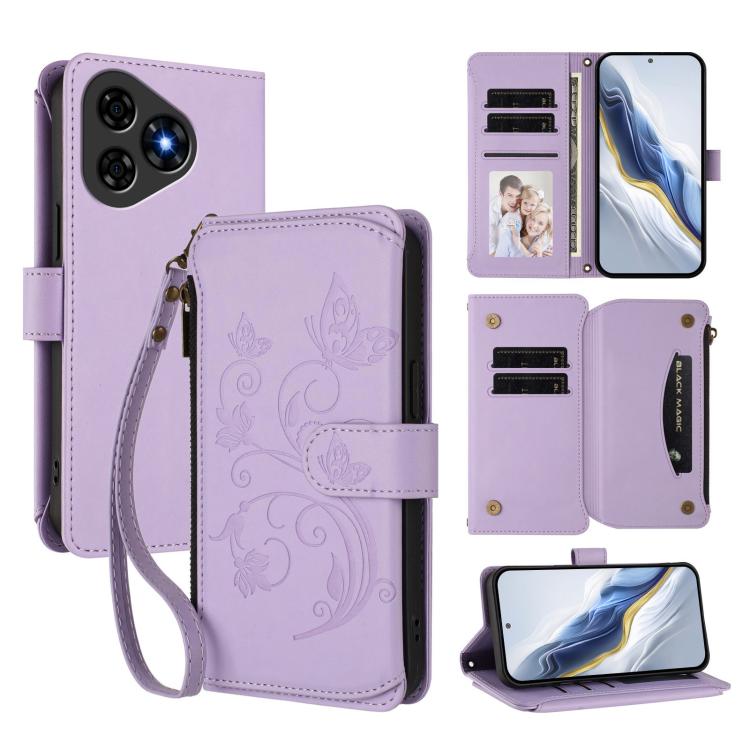 Butterfly Love Flower Multi-card Zipper Wallet Leather Phone Case, For Ulefone Note 19, For Ulefone Note 17 Pro, For Ulefone Note 16 Pro