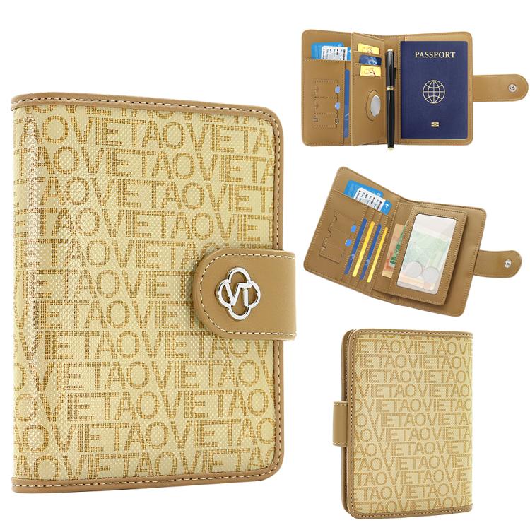 VIETAO VT-ZP-240 Multifunctional Leather Passport Card Holder(Milk Tea)