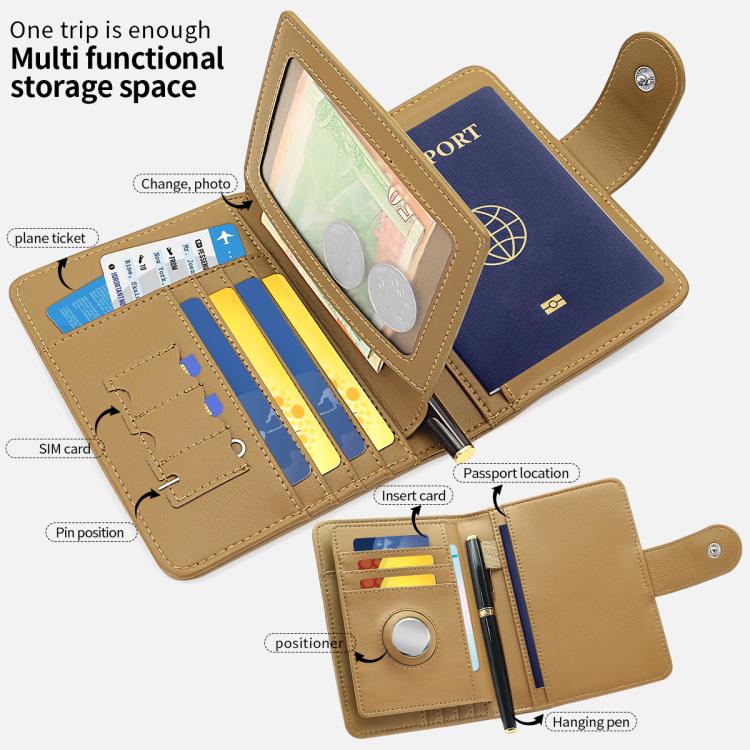 VIETAO VT-ZP-240 Multifunctional Leather Passport Card Holder(Milk Tea)