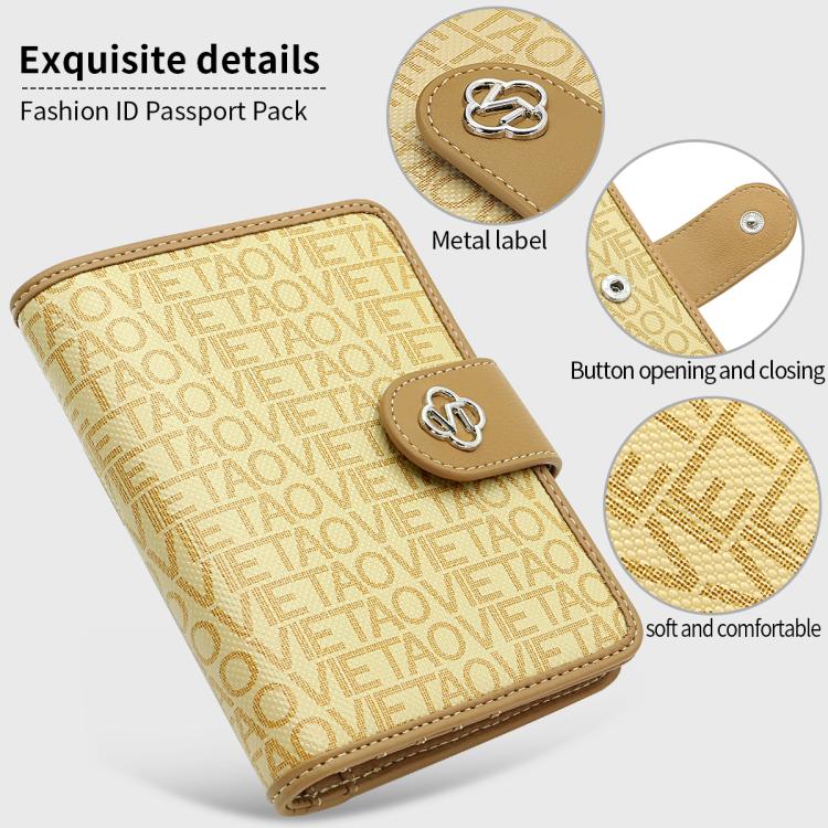 VIETAO VT-ZP-240 Multifunctional Leather Passport Card Holder(Milk Tea)
