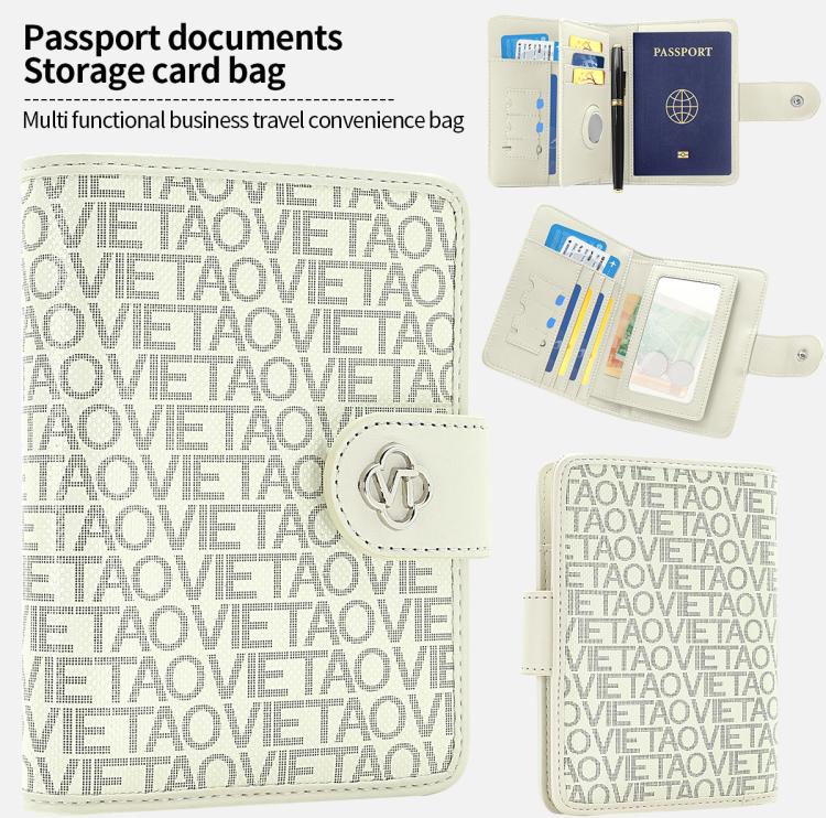 VIETAO VT-ZP-240 Multifunctional Leather Passport Card Holder(Creamy White)