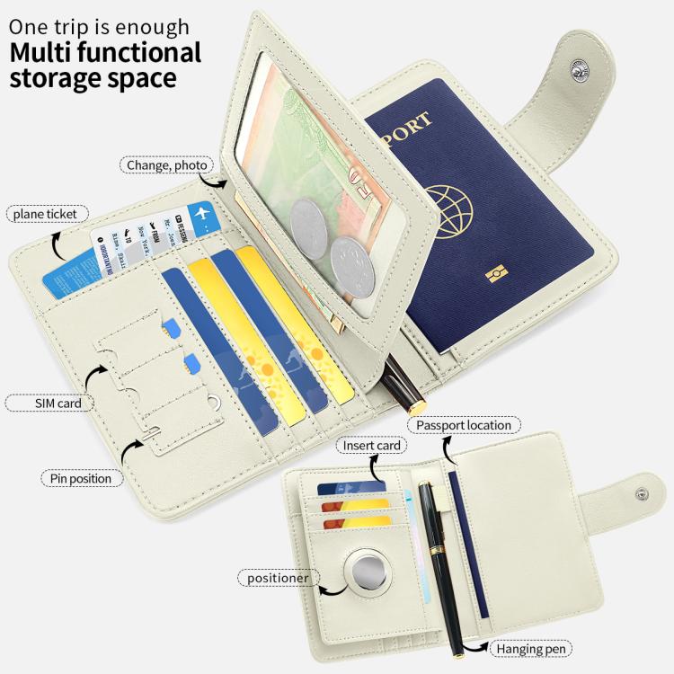 VIETAO VT-ZP-240 Multifunctional Leather Passport Card Holder(Creamy White)