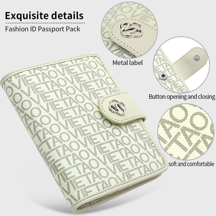 VIETAO VT-ZP-240 Multifunctional Leather Passport Card Holder(Creamy White)
