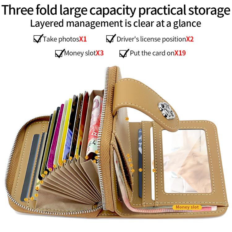 VIETAO VT-ZP-241 Multifunctional Leather Card Holder Wallet(Milk Tea)