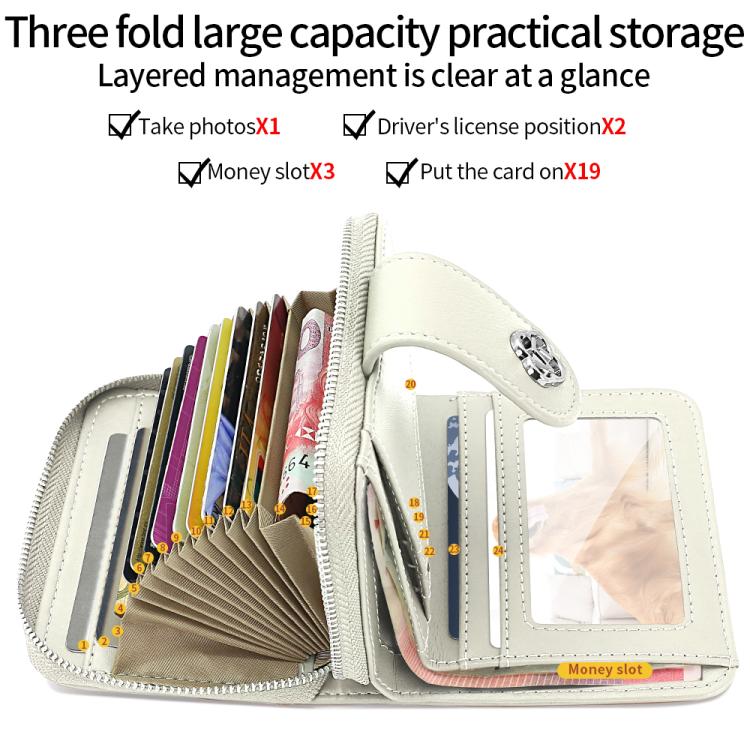 VIETAO VT-ZP-241 Multifunctional Leather Card Holder Wallet(Creamy White)