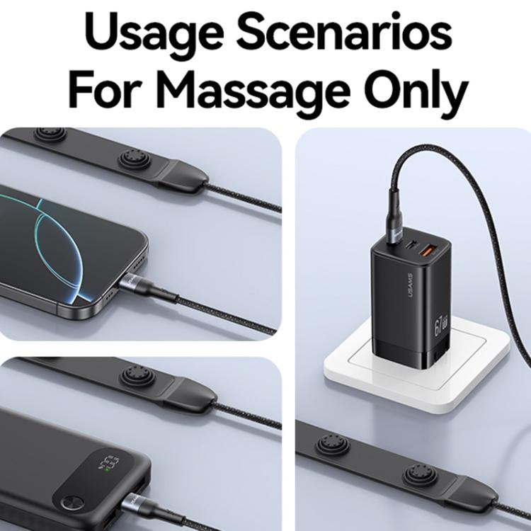 USAMS SJ759 U89 100W Fast Data Charging Cable with Massager, Length: 1.4m(Black)