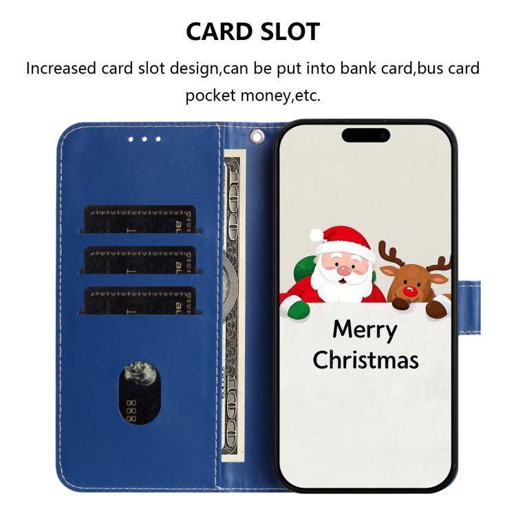 Christmas Series Buckle Leather Phone Case with Hand Strap, For iPhone 16, For iPhone 15 Pro Max, For iPhone 15 Pro, For iPhone 15 Plus