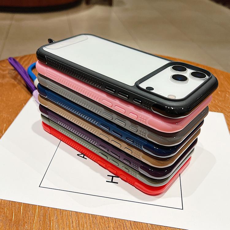 Solid Color Edge Transparency Acrylic TPU Phone Case with Wrist Strap, For iPhone 12 / 12 Pro