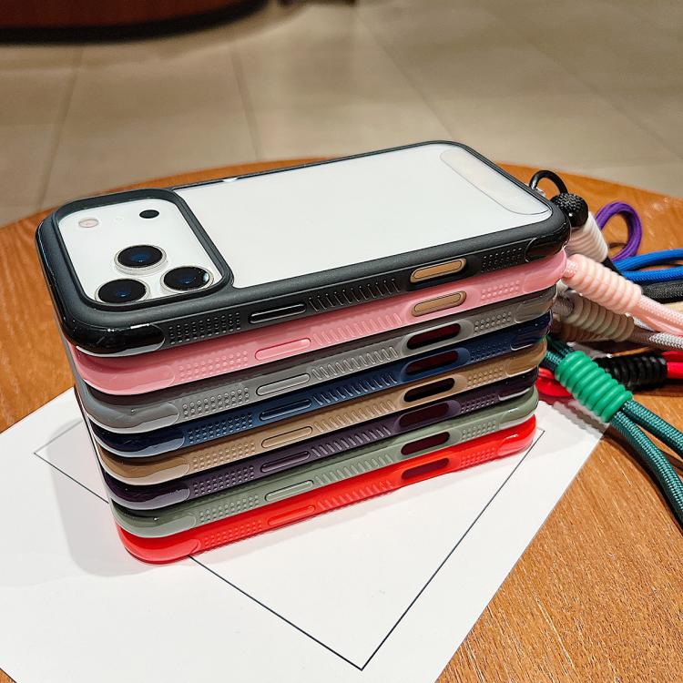 Solid Color Edge Transparency Acrylic TPU Phone Case with Wrist Strap, For iPhone 12 / 12 Pro