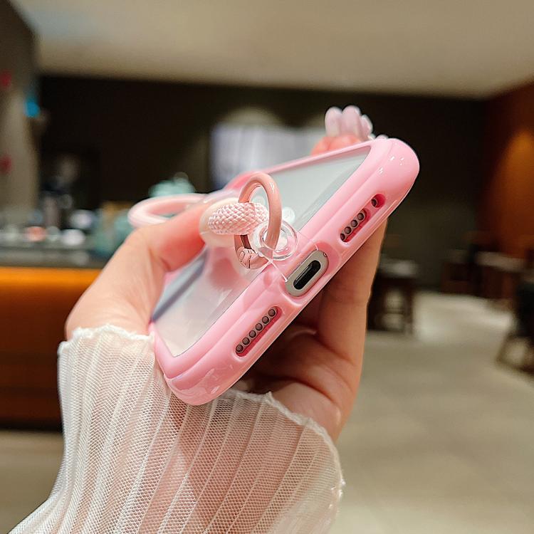 Solid Color Edge Transparency Acrylic TPU Phone Case with Wrist Strap, For iPhone 12 / 12 Pro