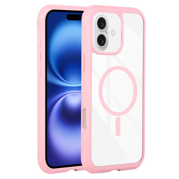 Solid Color Edge Transparency MagSafe Magnetic Phone Case, For iPhone 16 Plus, For iPhone 16, For iPhone 15 Pro Max