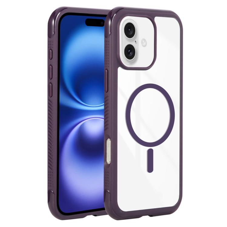Solid Color Edge Transparency MagSafe Magnetic Phone Case, For iPhone 16 Plus, For iPhone 16, For iPhone 15 Pro Max