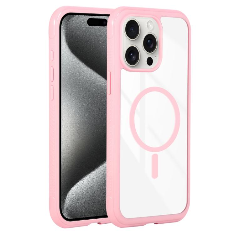 Solid Color Edge Transparency MagSafe Magnetic Phone Case, For iPhone 16 Plus, For iPhone 16, For iPhone 15 Pro Max