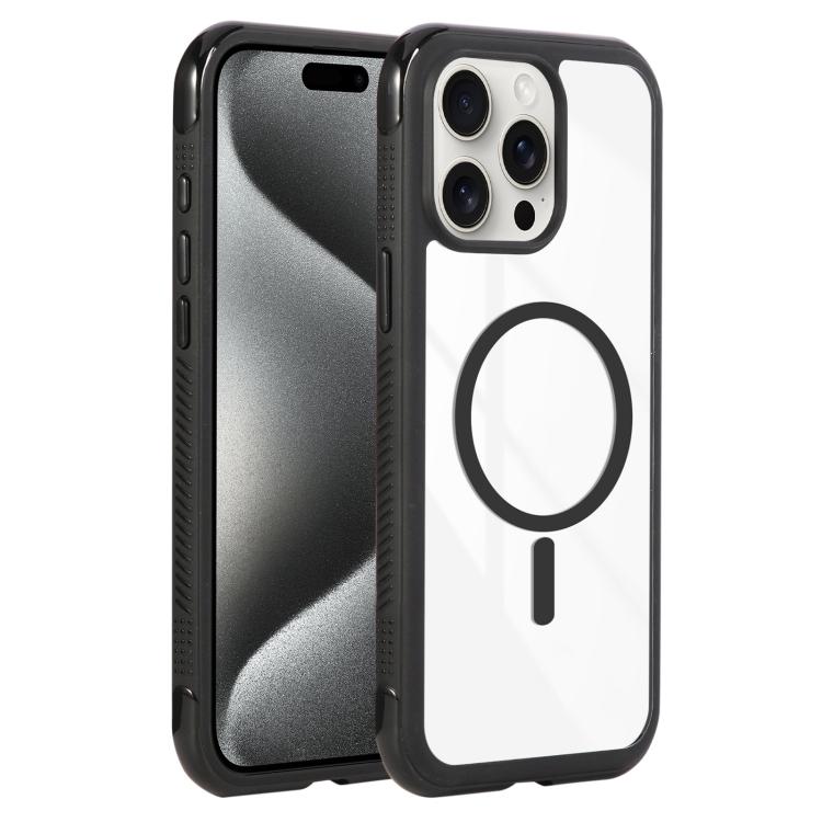Solid Color Edge Transparency MagSafe Magnetic Phone Case, For iPhone 16 Plus, For iPhone 16, For iPhone 15 Pro Max