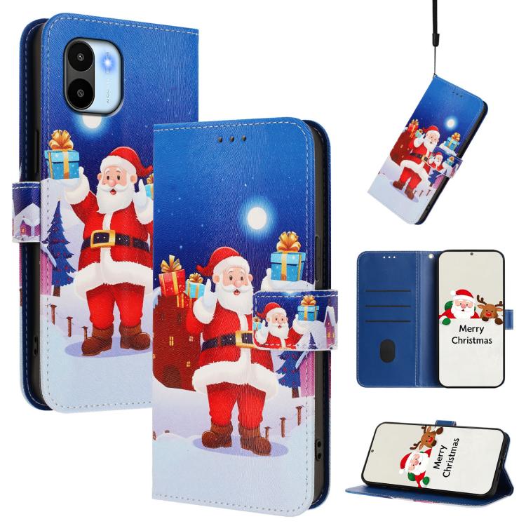Christmas Series Buckle Leather Phone Case with Hand Strap, For Redmi A1 4G / A2 4G, For Redmi Note 12 Pro+ 5G Global, For Redmi Note 12 5G Global / Xiaomi Poco X5, For Redmi 10 5G / Note 11E 5G
