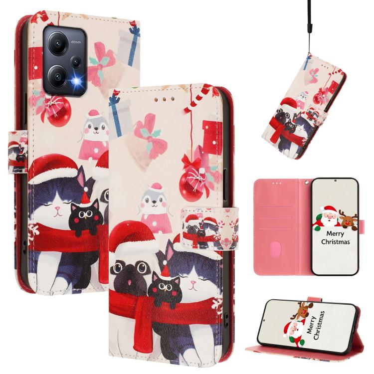 Christmas Series Buckle Leather Phone Case with Hand Strap, For Redmi A1 4G / A2 4G, For Redmi Note 12 Pro+ 5G Global, For Redmi Note 12 5G Global / Xiaomi Poco X5, For Redmi 10 5G / Note 11E 5G