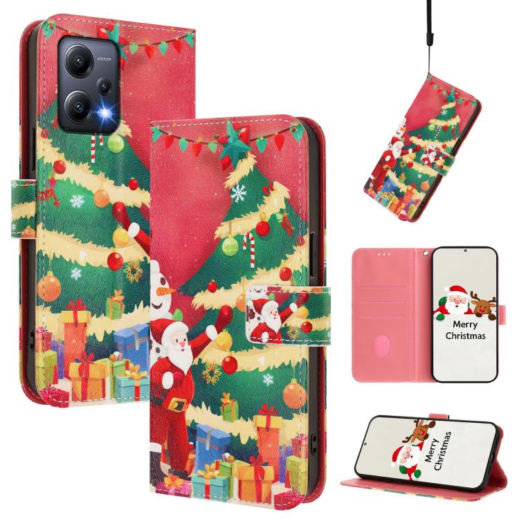 Christmas Series Buckle Leather Phone Case with Hand Strap, For Redmi A1 4G / A2 4G, For Redmi Note 12 Pro+ 5G Global, For Redmi Note 12 5G Global / Xiaomi Poco X5, For Redmi 10 5G / Note 11E 5G