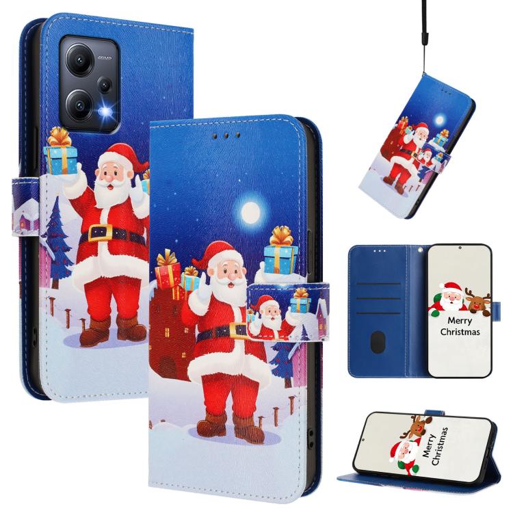 Christmas Series Buckle Leather Phone Case with Hand Strap, For Redmi A1 4G / A2 4G, For Redmi Note 12 Pro+ 5G Global, For Redmi Note 12 5G Global / Xiaomi Poco X5, For Redmi 10 5G / Note 11E 5G