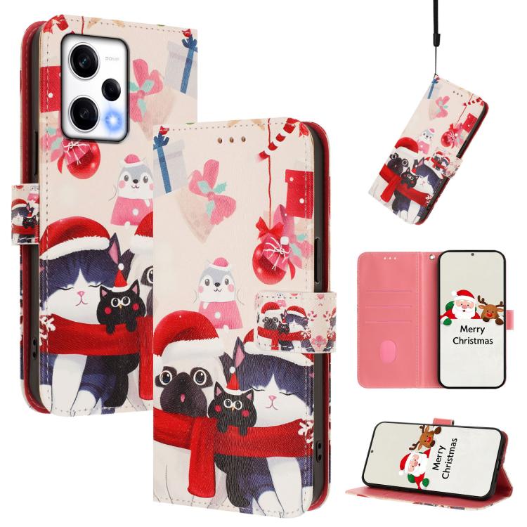 Christmas Series Buckle Leather Phone Case with Hand Strap, For Redmi A1 4G / A2 4G, For Redmi Note 12 Pro+ 5G Global, For Redmi Note 12 5G Global / Xiaomi Poco X5, For Redmi 10 5G / Note 11E 5G