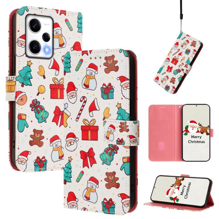 Christmas Series Buckle Leather Phone Case with Hand Strap, For Redmi A1 4G / A2 4G, For Redmi Note 12 Pro+ 5G Global, For Redmi Note 12 5G Global / Xiaomi Poco X5, For Redmi 10 5G / Note 11E 5G
