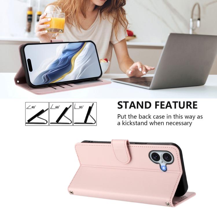 Embossed Heart Cat Leather Phone Case with Hand Strap, For iPhone 16, For iPhone 15 Pro Max