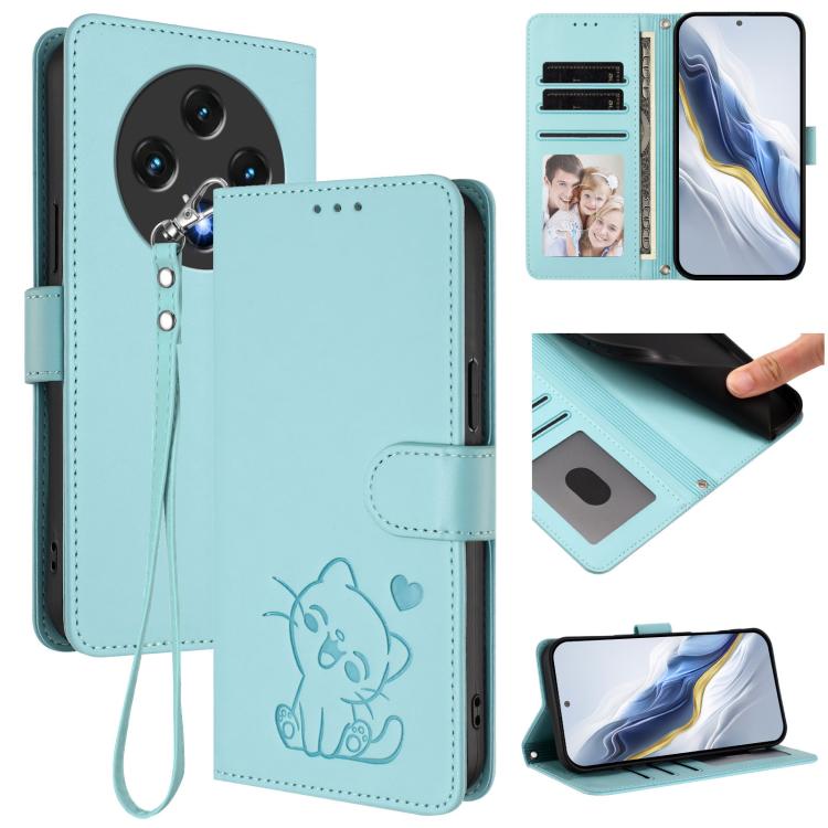 Embossed Heart Cat Leather Phone Case with Hand Strap, For Umidigi G100, For Umidigi Note 100