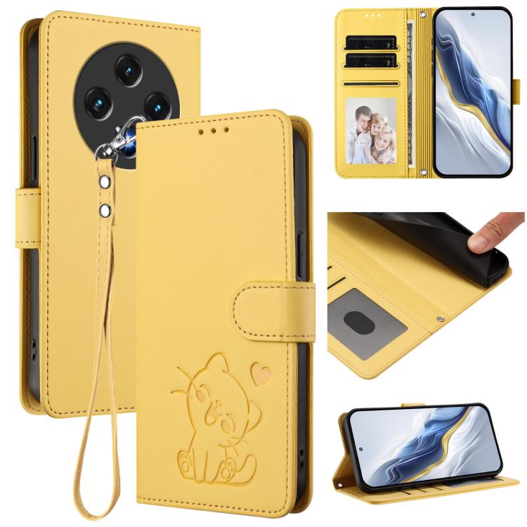 Embossed Heart Cat Leather Phone Case with Hand Strap, For Umidigi G100, For Umidigi Note 100