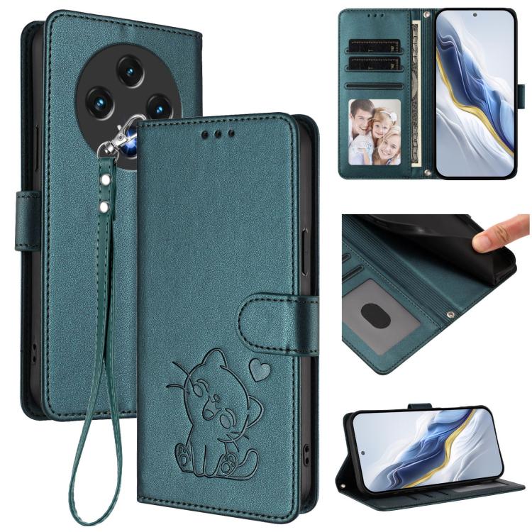 Embossed Heart Cat Leather Phone Case with Hand Strap, For Umidigi G100, For Umidigi Note 100