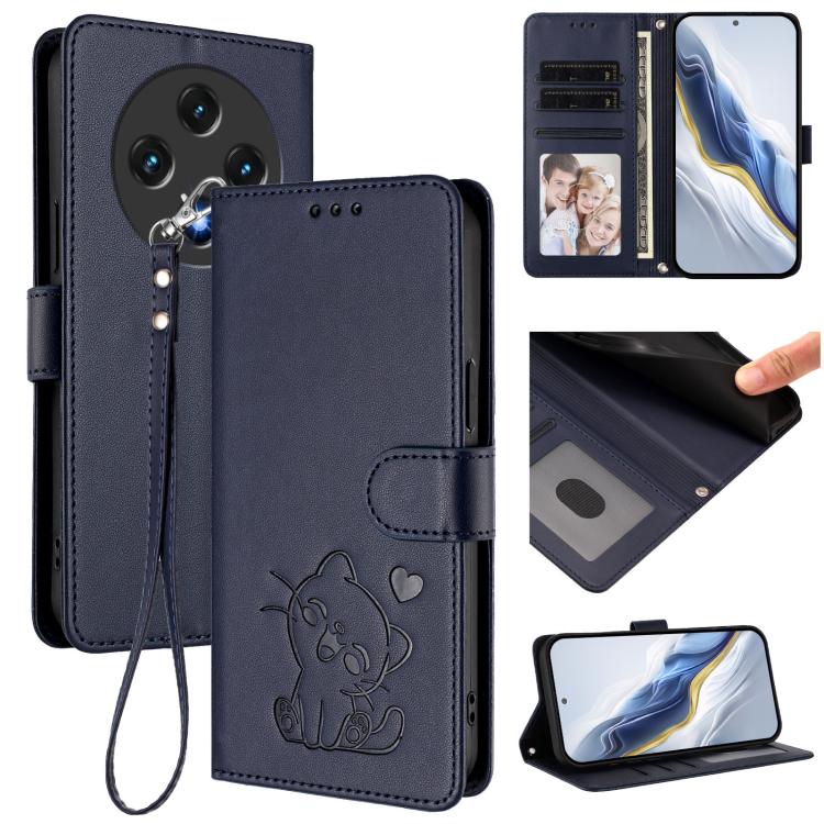 Embossed Heart Cat Leather Phone Case with Hand Strap, For Umidigi G100, For Umidigi Note 100