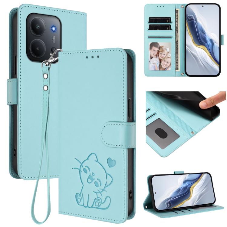 Embossed Heart Cat Leather Phone Case with Hand Strap, For Redmi 15C 5G / 4G Global 171mm / Poco C85 4G, For Redmi 13 4G / 5G / 13x / Xiaomi Poco M6 4G