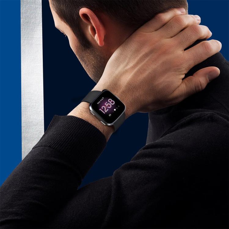 For Fitbit Versa 2 / Versa / Versa Lite xDfind Rivet Buckle Solid Color Silicone Watch Band, L