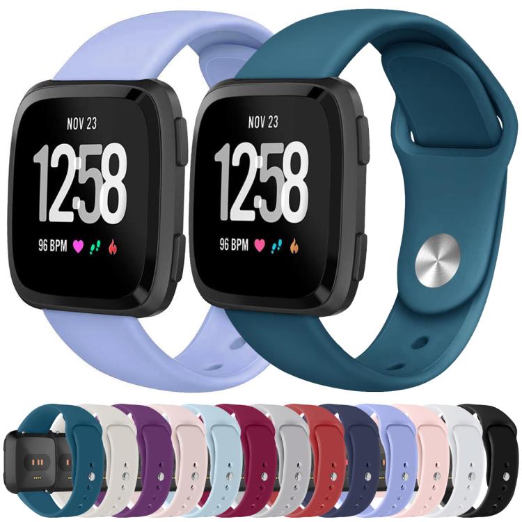 For Fitbit Versa 2 / Versa / Versa Lite xDfind Rivet Buckle Solid Color Silicone Watch Band, L