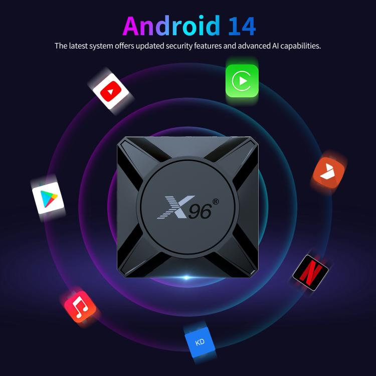 X96 M300 Android 14 Smart TV Box with Remote Control, Amlogic S905X5M Quad-Core, 4GB+32GB