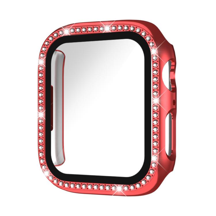 xDfind Single Row Diamond Tempered Glass Film Integrated PC Watch Case, For Apple Watch Series 9 / 8 / 7 41mm, For Apple Watch Series 3 / 2 / 1 38mm