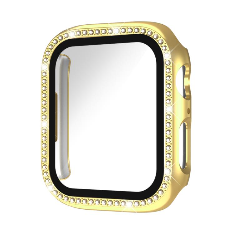 xDfind Single Row Diamond Tempered Glass Film Integrated PC Watch Case, For Apple Watch Series 44mm, For Apple Watch Series 40mm