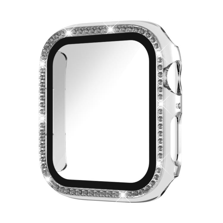 xDfind Single Row Diamond Tempered Glass Film Integrated PC Watch Case, For Apple Watch Series 9 / 8 / 7 41mm, For Apple Watch Series 3 / 2 / 1 38mm