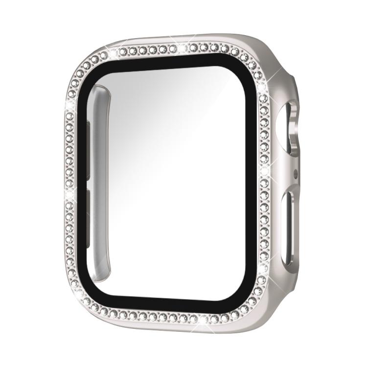 xDfind Single Row Diamond Tempered Glass Film Integrated PC Watch Case, For Apple Watch Series 44mm, For Apple Watch Series 40mm