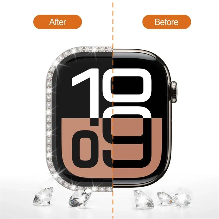 xDfind Single Row Diamond Tempered Glass Film Integrated PC Watch Case, For Apple Watch Series 44mm, For Apple Watch Series 40mm