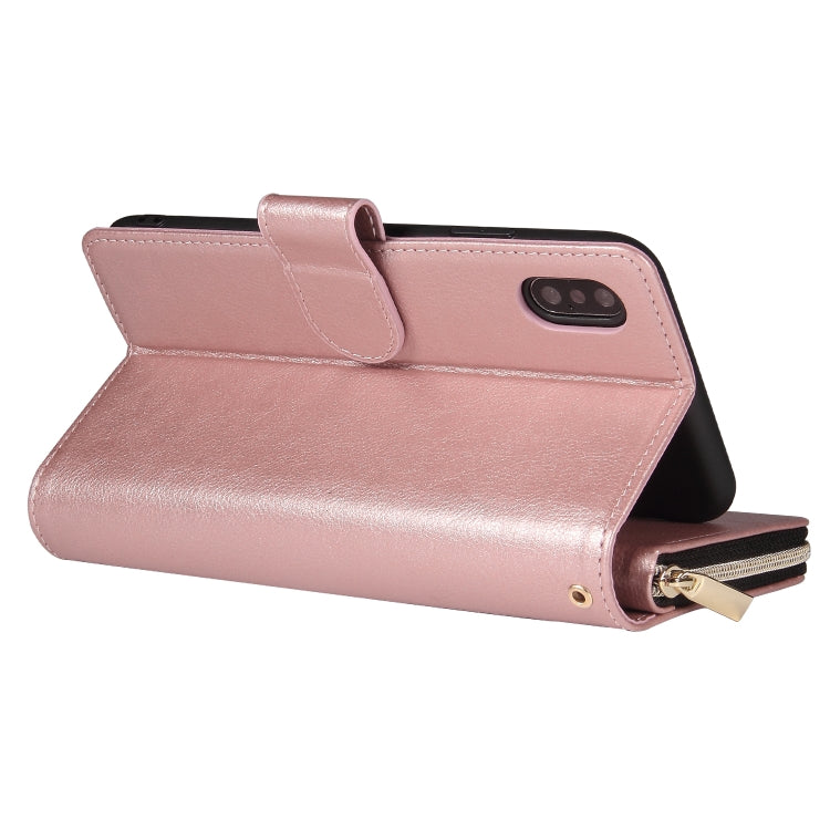 Zipper Wallet Bag Horizontal Flip PU Leather Case with Holder & 9 Card Slots & Wallet & Lanyard & Photo Frame, For iPhone XR, For iPhone XS Max