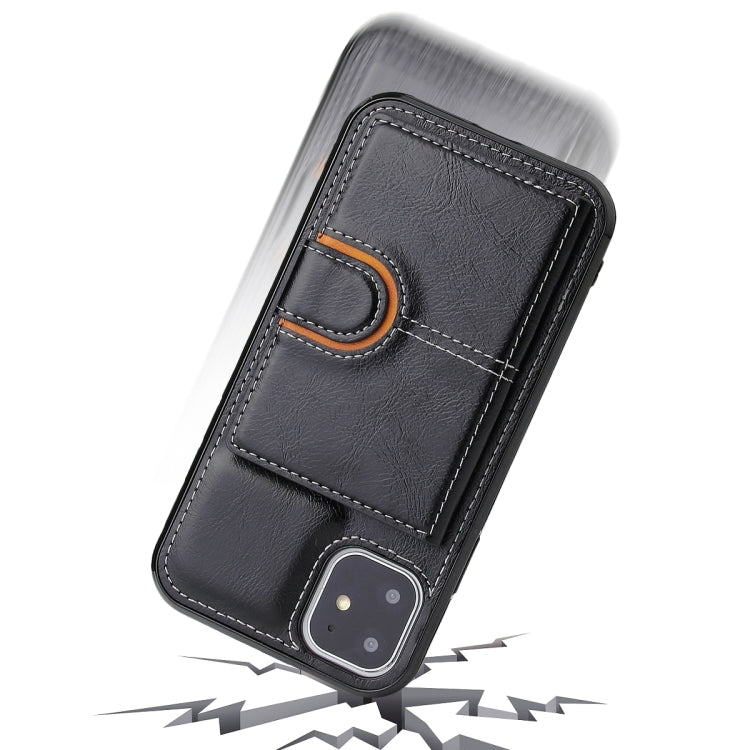 PU + TPU + PC  Shockproof Back Cover Case with Card Slot & Holder, For iPhone 11, For iPhone 11 Pro, For iPhone 11 Pro Max, For iPhone 12 mini